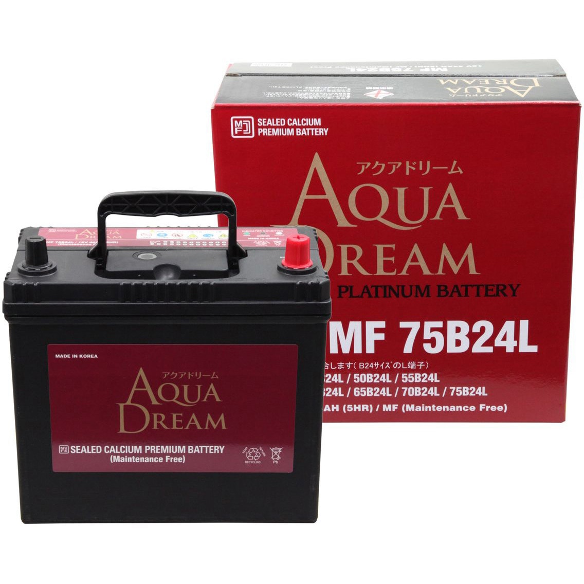 海外個人輸入 AD-MF 75B24L AQUA 1個 BATTERY CAR PLATINUM 充電制御車対応 アクセサリー