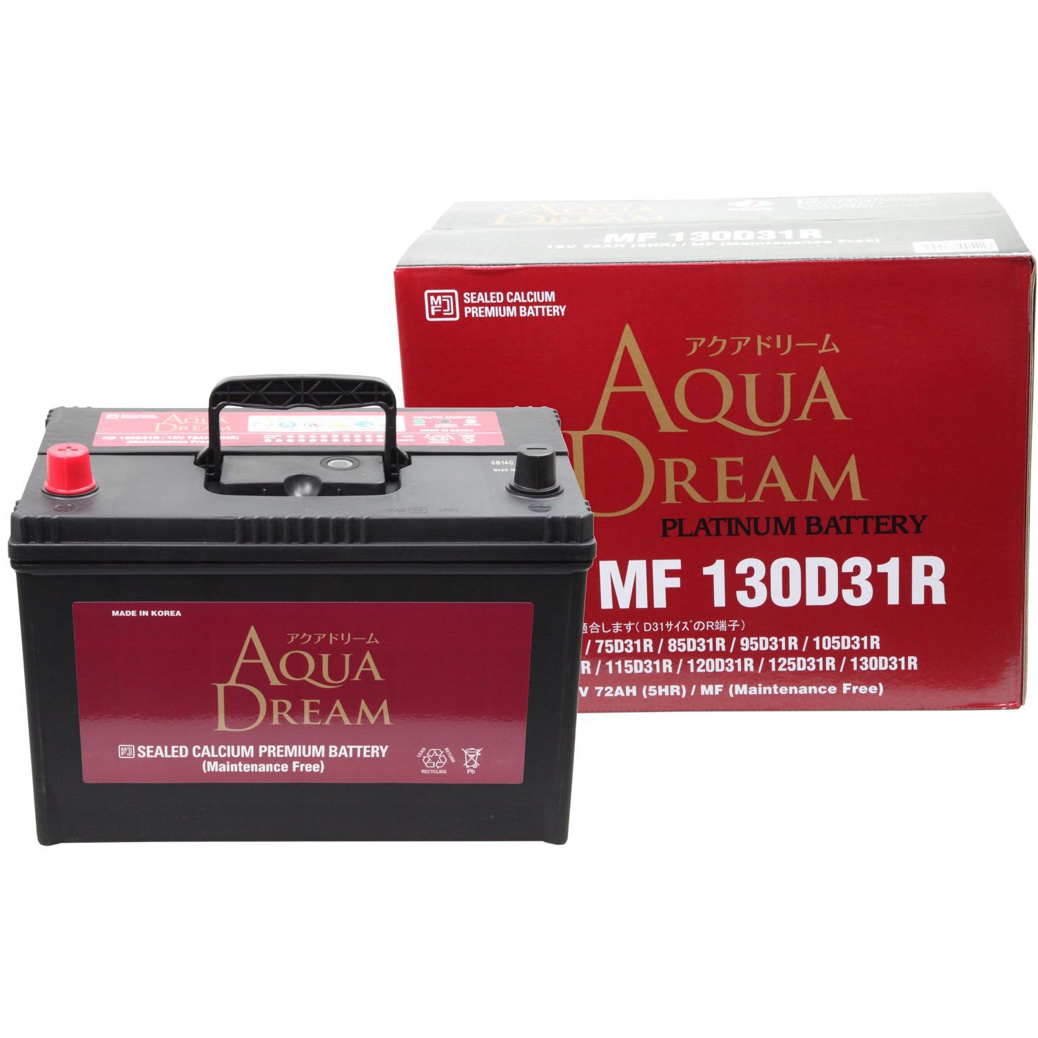 バッテリー AQUA DREAM MF 130D31R AD-MF 130D31R 充電制御車対応 PLATINUM CAR BATTERY 1個 AQUA