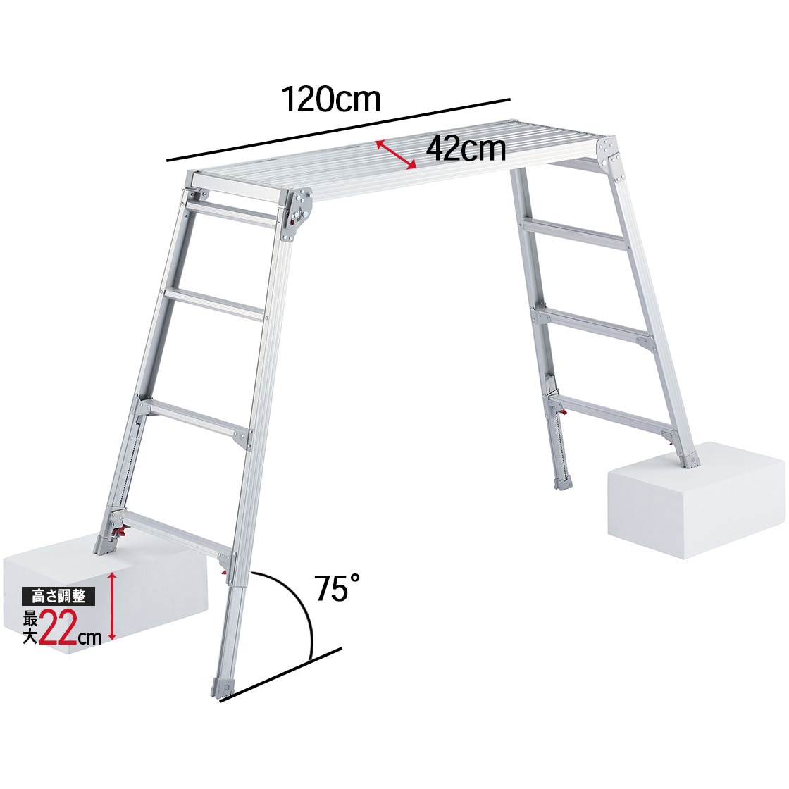DRSW-1200c 脚部伸縮足場台 DRSW-c 長谷川工業 天板高さ1.01～1.23m