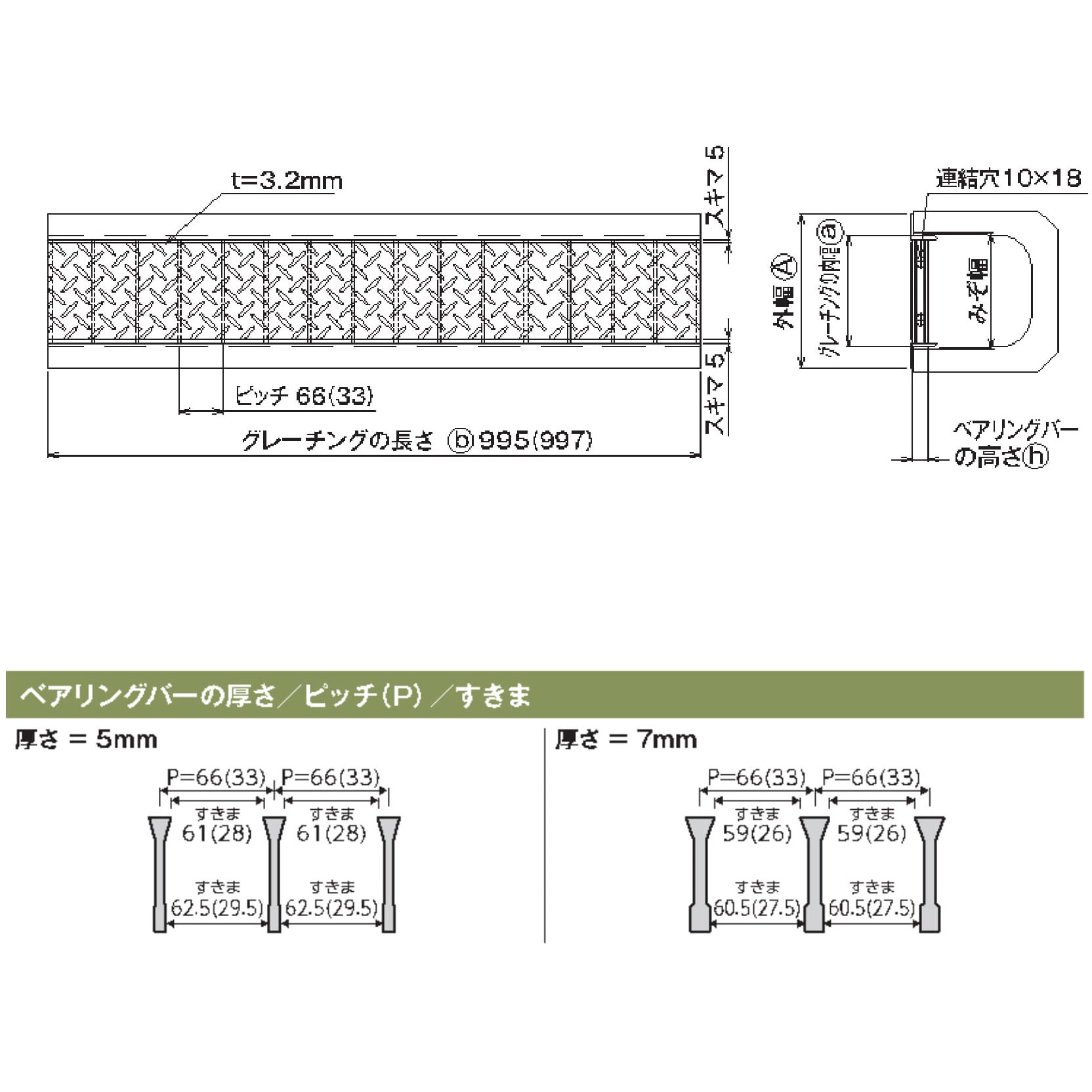 グレーチング組構型 縞鋼板付U字溝用 ノンスリップ・側溝用 適合荷重T-2 溝幅120mm長さ995mm