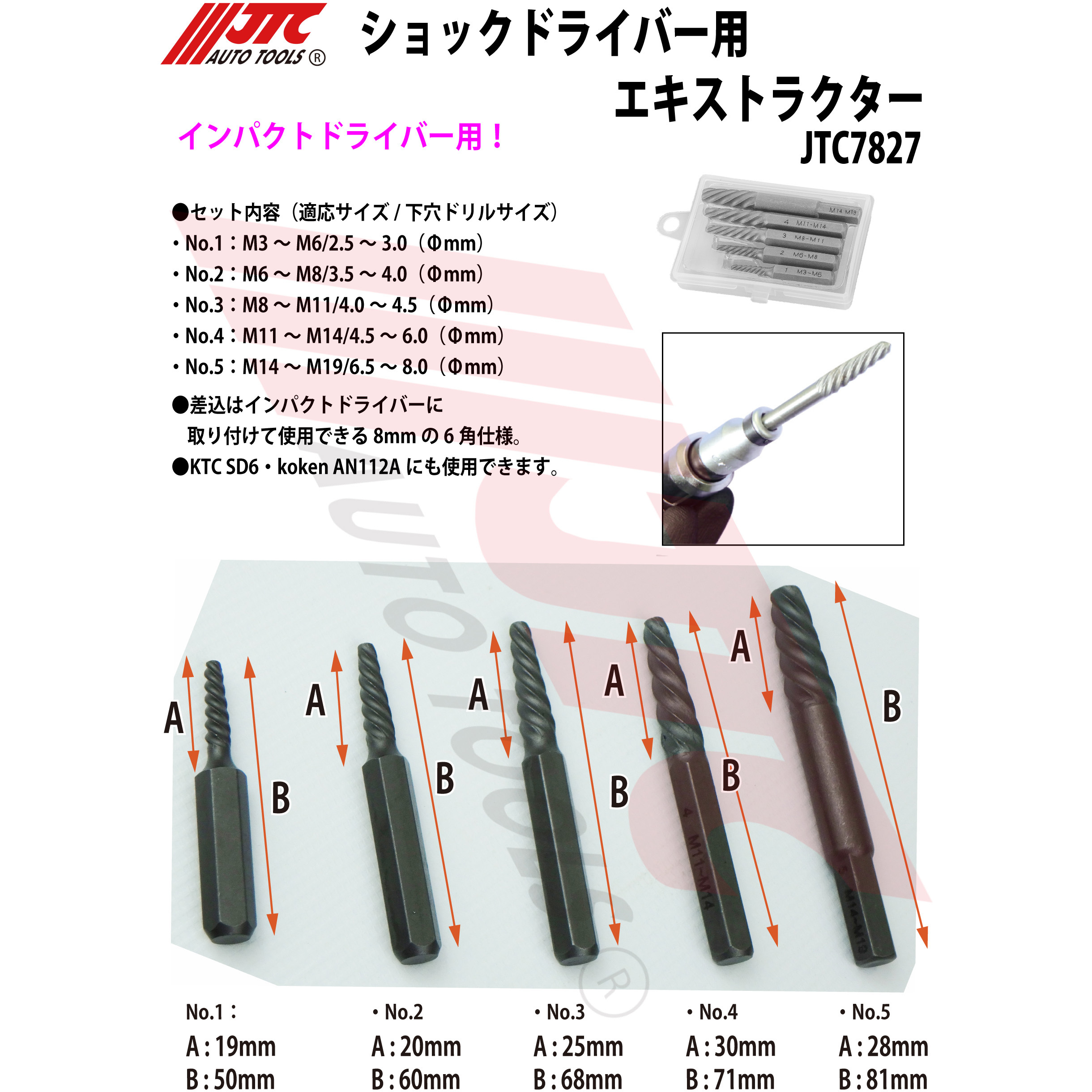 JTC7827 逆タップ用ビット 1個 JTC 【通販モノタロウ】