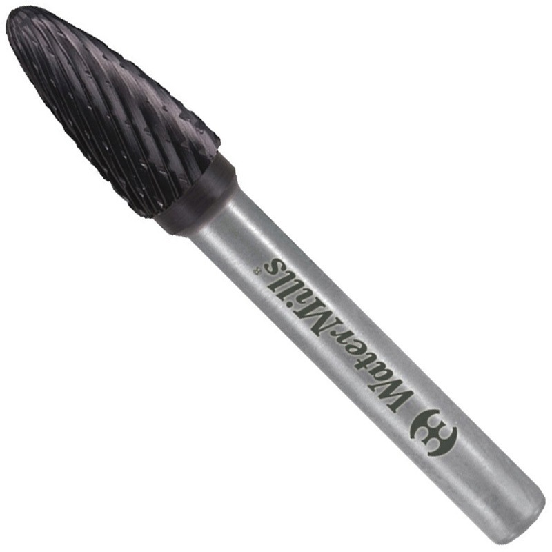 WMF6120L2565C 超硬ロータリーバー タイプF TiCNコーティング ウォーターミルズ 砲弾形状 シャンク径6mm刃径12mm  WMF6120L2565C