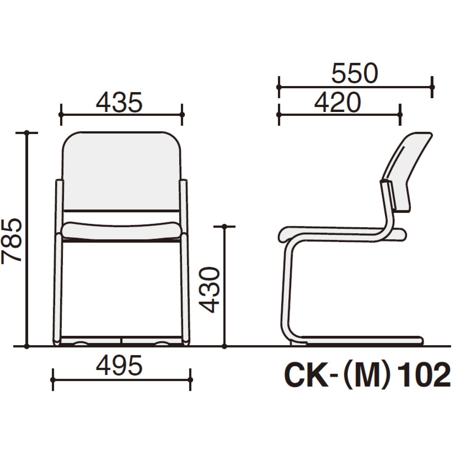 CK-M102HSXC4 会議用イス 100シリーズ カンチレバー脚タイプ (配送 