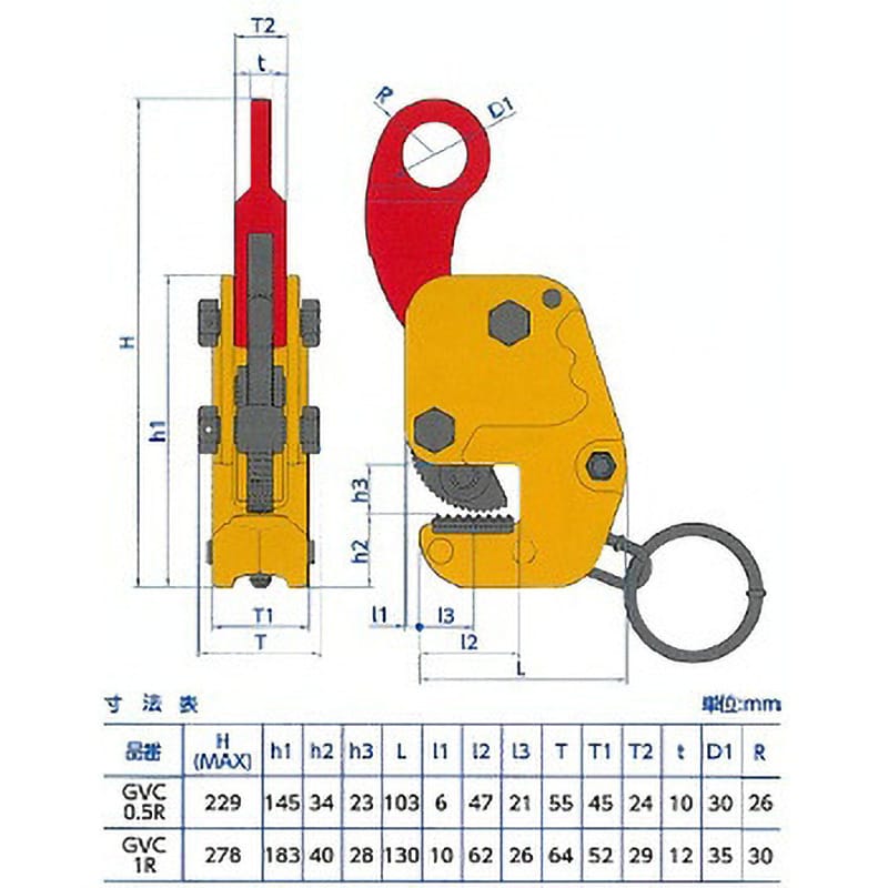 GVC0.5R 立横兼用吊クランプ スーパーツール クランプ範囲0～20mm - 【通販モノタロウ】