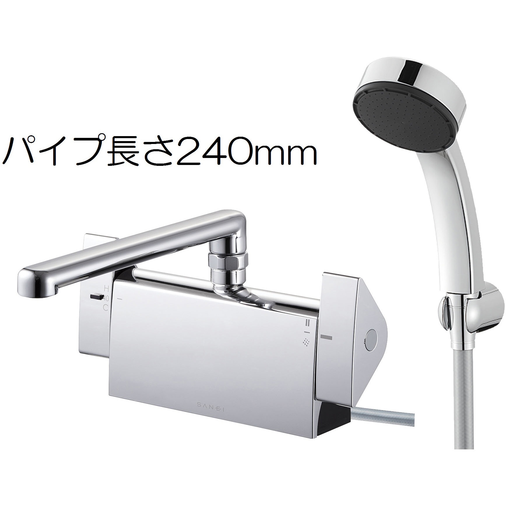 SK781L-1-S9L24 サーモデッキシャワー混合栓 SANEI(旧:三栄水栓製作所) 吐水口長さ240mmパイプ長240mm  SK781L-1-S9L24