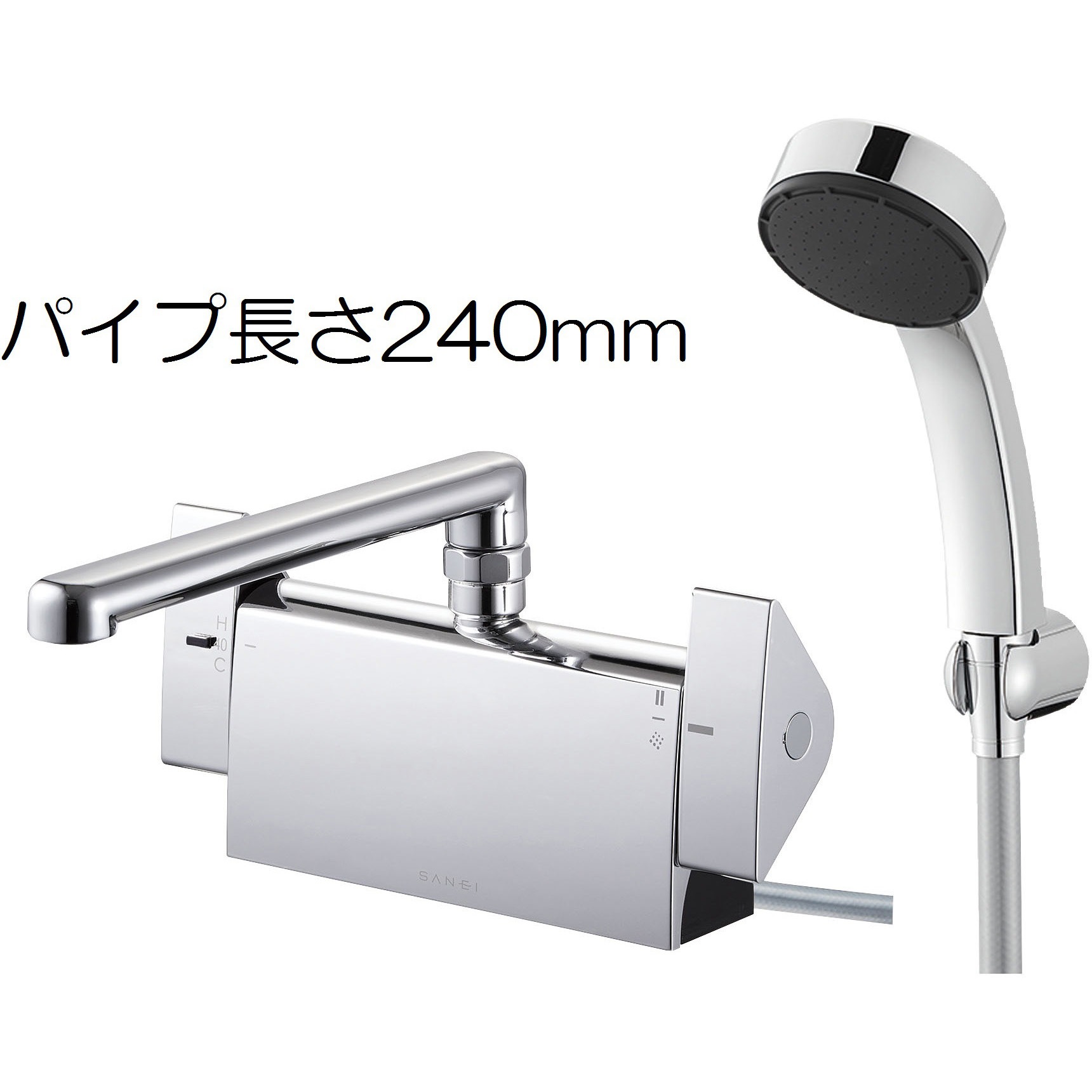 SK781R-1-S9L24 サーモデッキシャワー混合栓 SANEI(旧:三栄水栓製作所) 吐水口長さ240mmパイプ長240mm  SK781R-1-S9L24