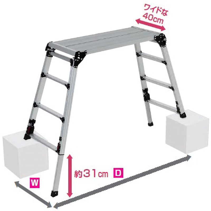 四脚アジャスト式足場台[上部操作タイプ] スタッピー DXJ型 天板高さ0.87～1.18m天板寸法・奥行950mm DXJ-W91209A