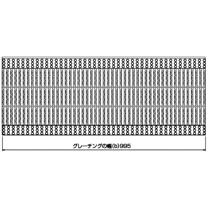 圧接型グレーチングU字溝側溝用 細目Dグリップ ピッチ(クロスバー)10mm 溝幅300mm長さ360mm D1FU32-30 T-14