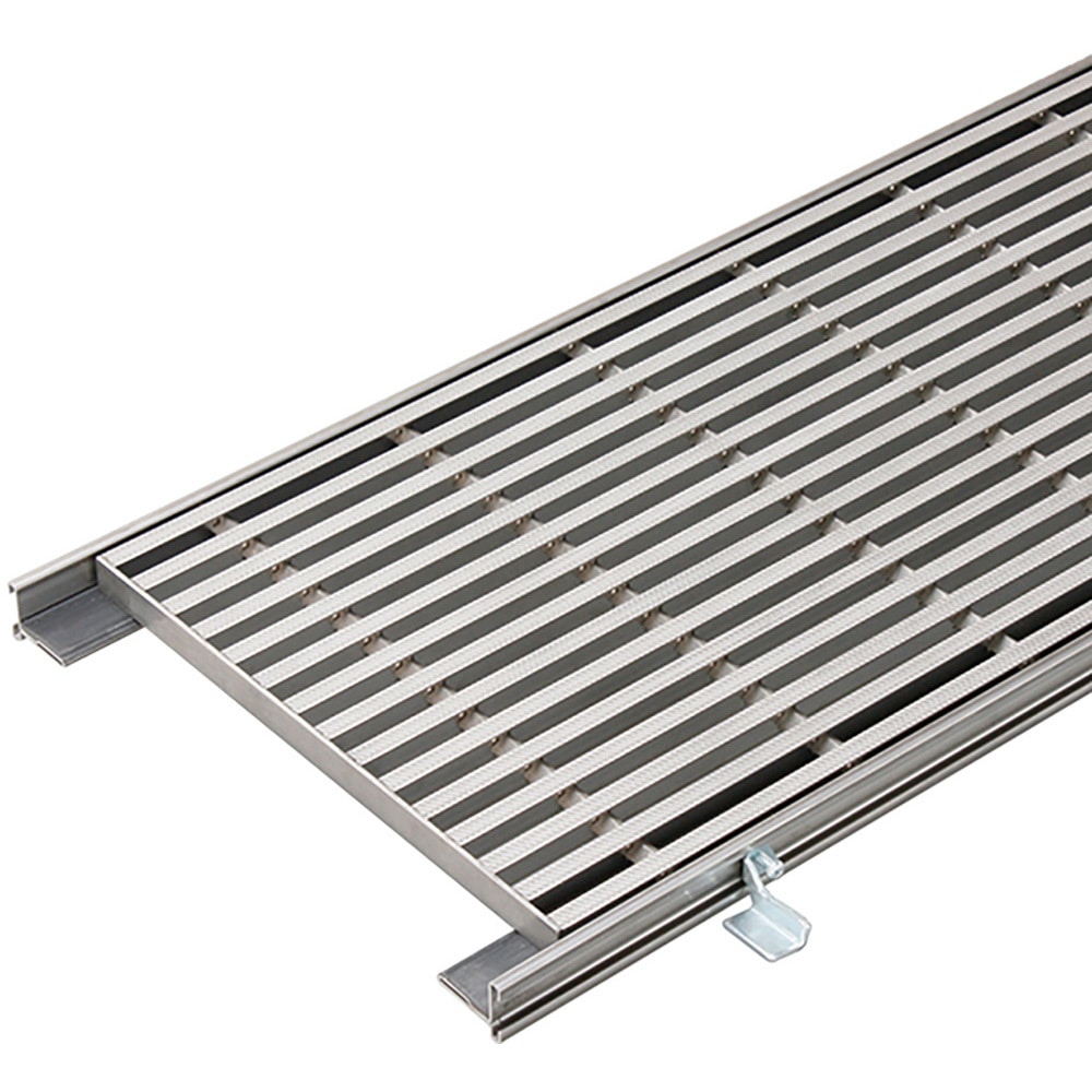 YQ-A-15 350×350×15 ステンレス製 縦目 細目滑り止め模様付 グレーチング 集水桝用(すきま9mm) カネソウ ますぶた 歩行用 溝幅300mm長さ350mm