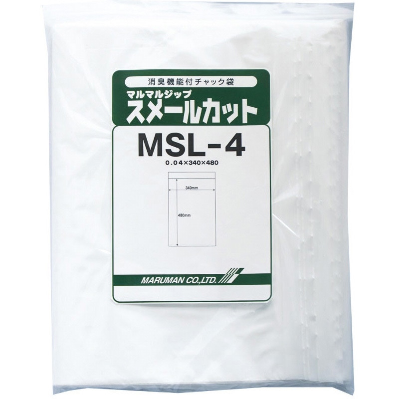 MSL-4 消臭機能付き チャック付きポリ袋0.04mm (スメールカット) 丸万