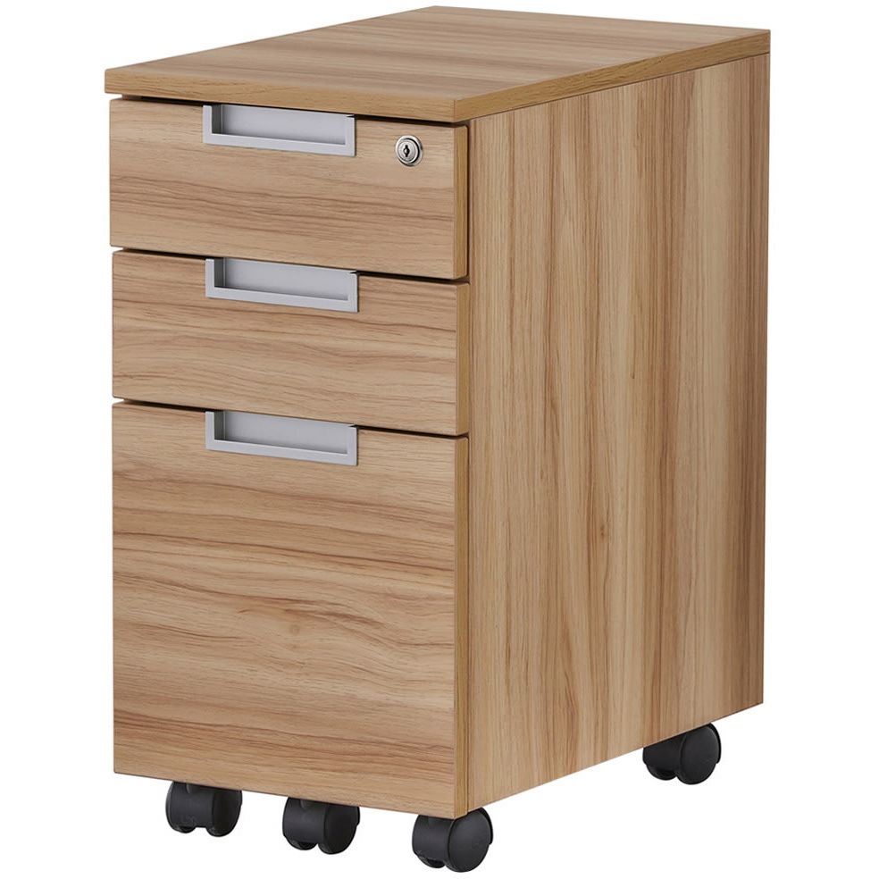 GZCA-SL315NA スチール脚デスク スリムワゴン アール・エフ・ヤマカワ 3段 ナチュラル色 幅315mm奥行490mm高さ610mm  GZCA-SL315NA