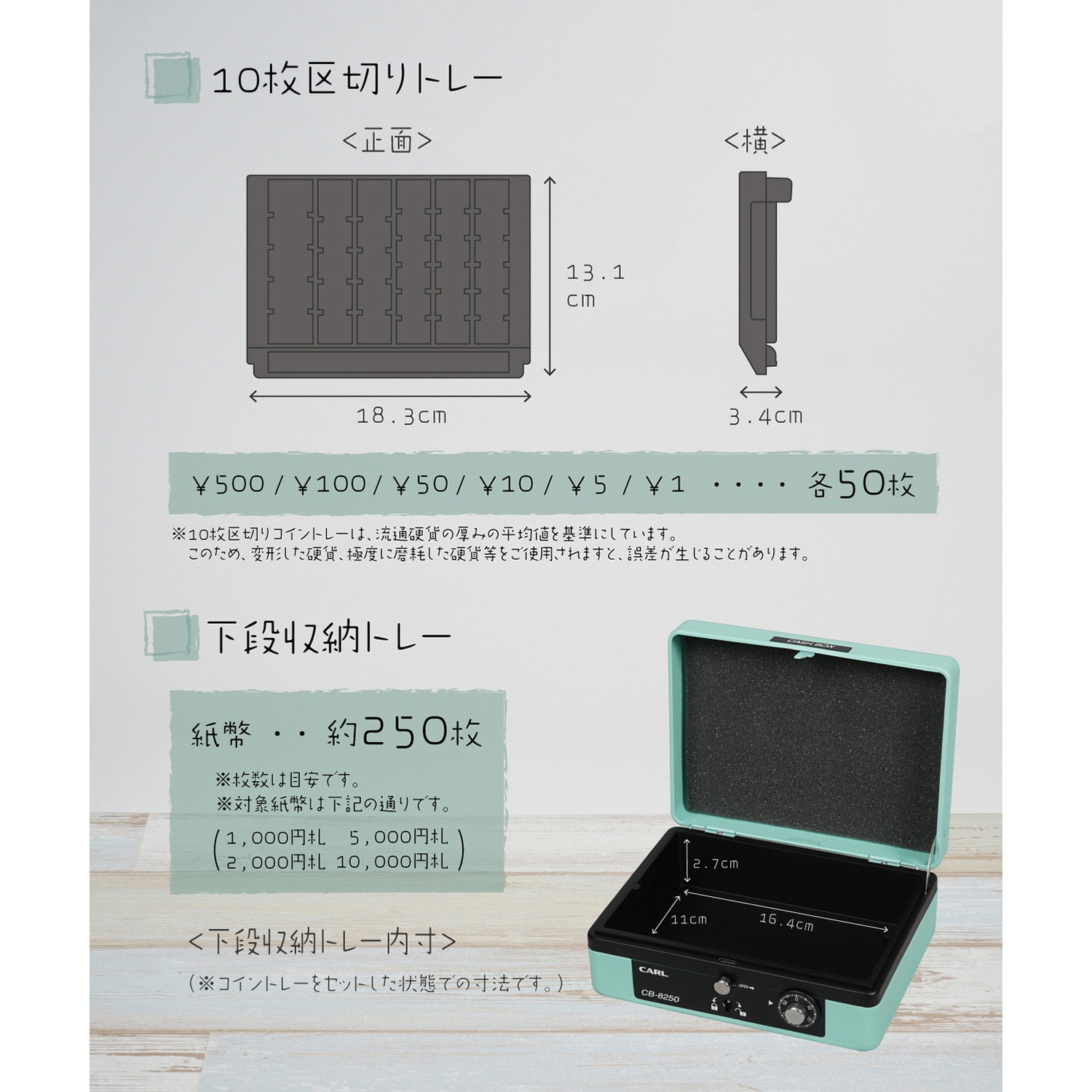CB-8250-U キャッシュボックス カール事務器 収納サイズA6 CB CB-8250-U キャッシュボックス カール事務器 収納サイズA6 CB