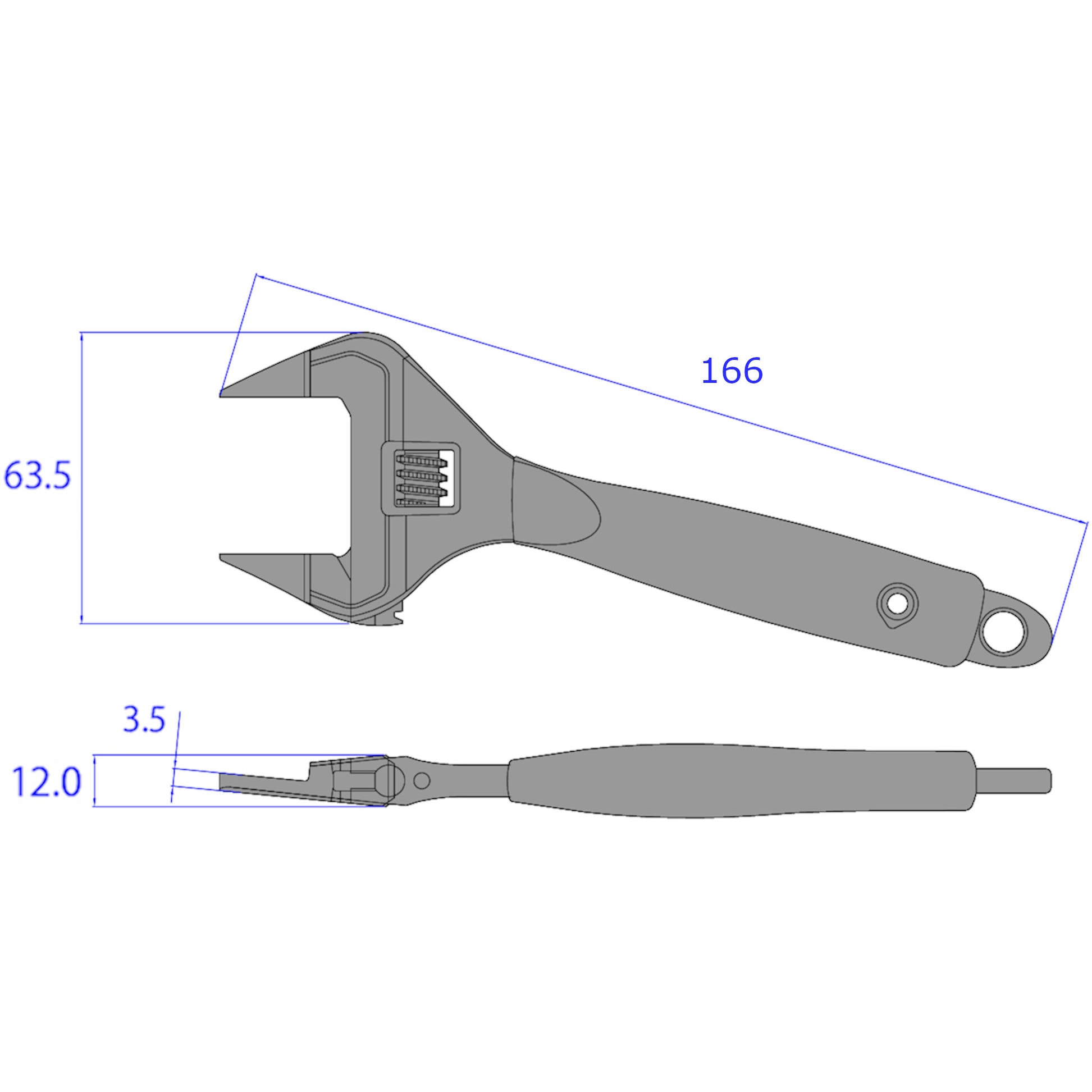 モンキー FLT-34-BG 先薄モンキー(黒金・グリップ付) フジ矢 全長166mm最大口