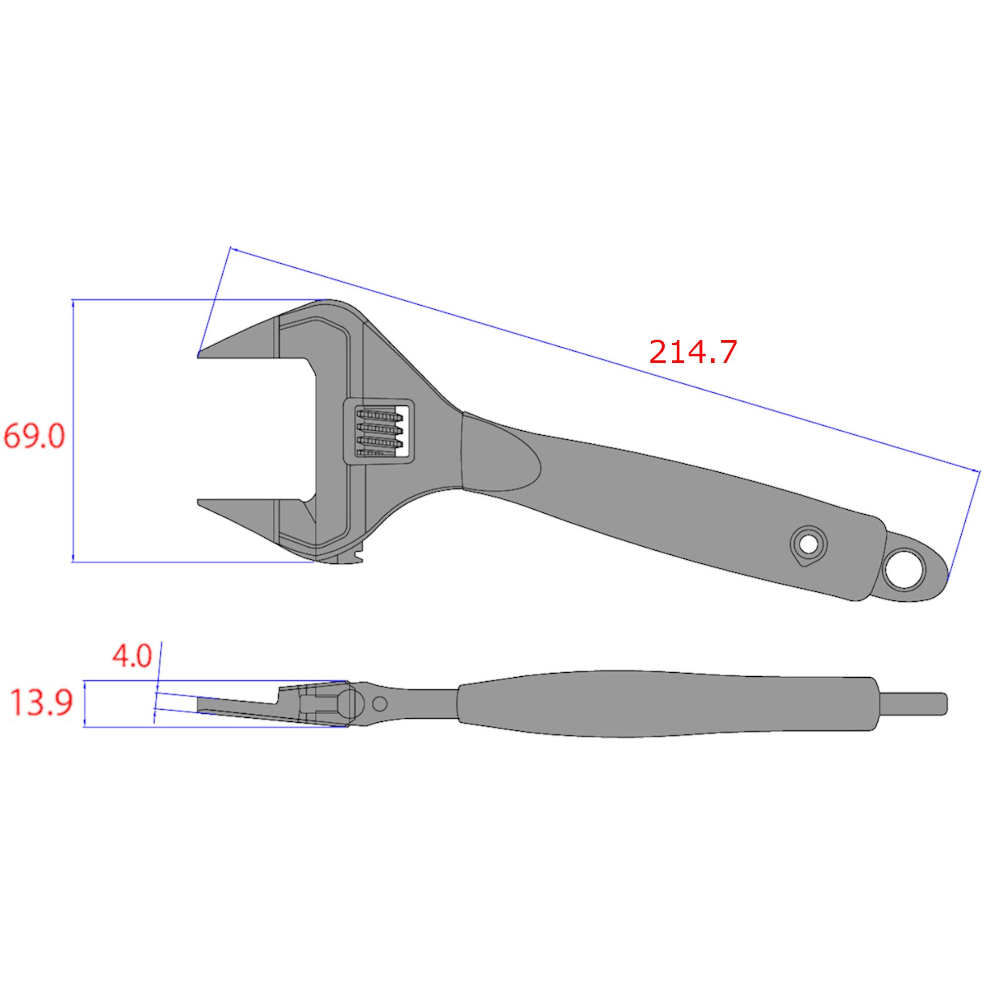 FLT-38-BG 先薄モンキー(黒金・グリップ付) フジ矢 全長214.7mm最大口