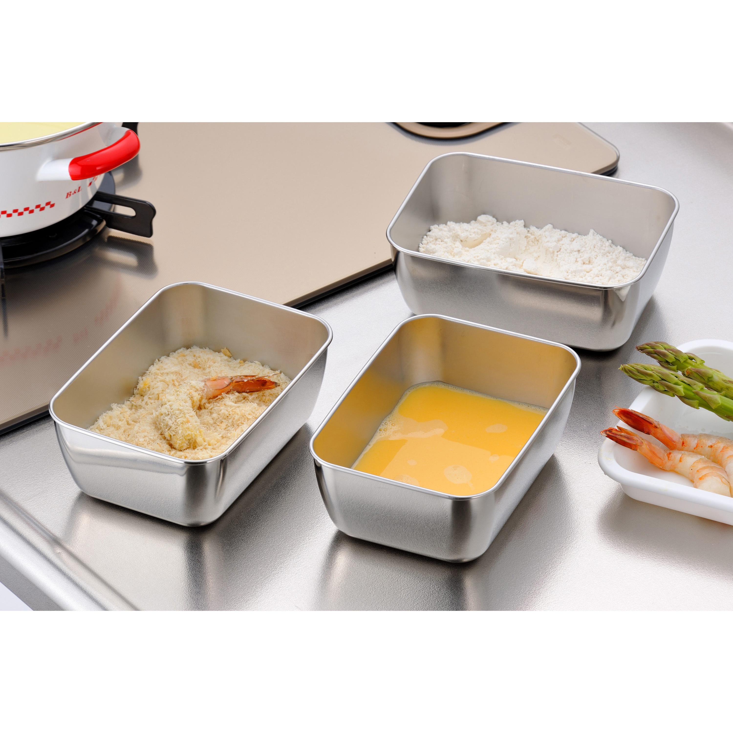 34051 ステンレス スタッキングミニ角バット3個組 下村企販 容量(約