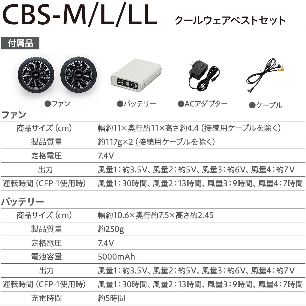 CBS-LL1-H クールウェアベストセット CBS 1セット アイリス