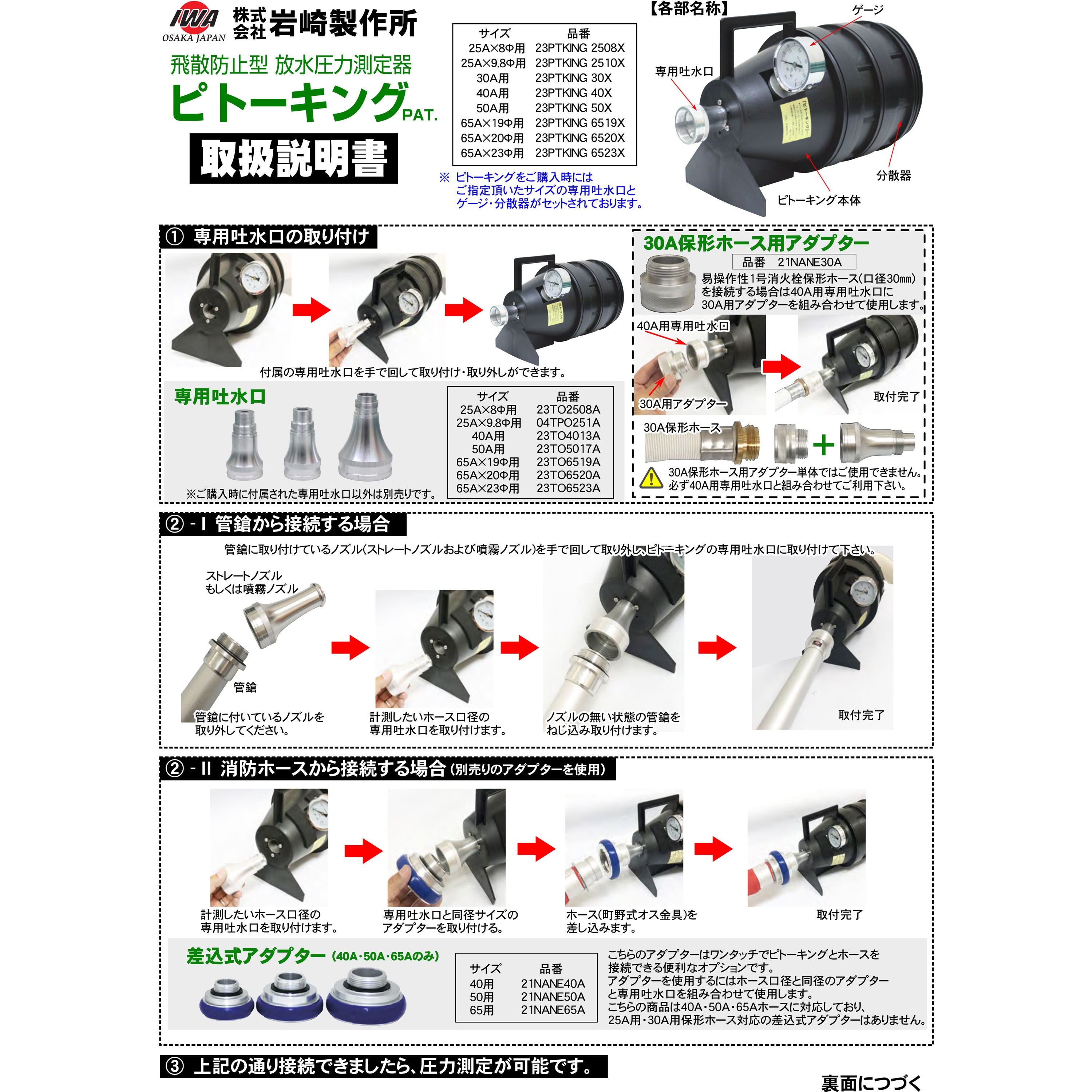 23PTKING6519X 圧力測定器 ピトーキング PAT. 1台 岩崎製作所 【通販モノタロウ】