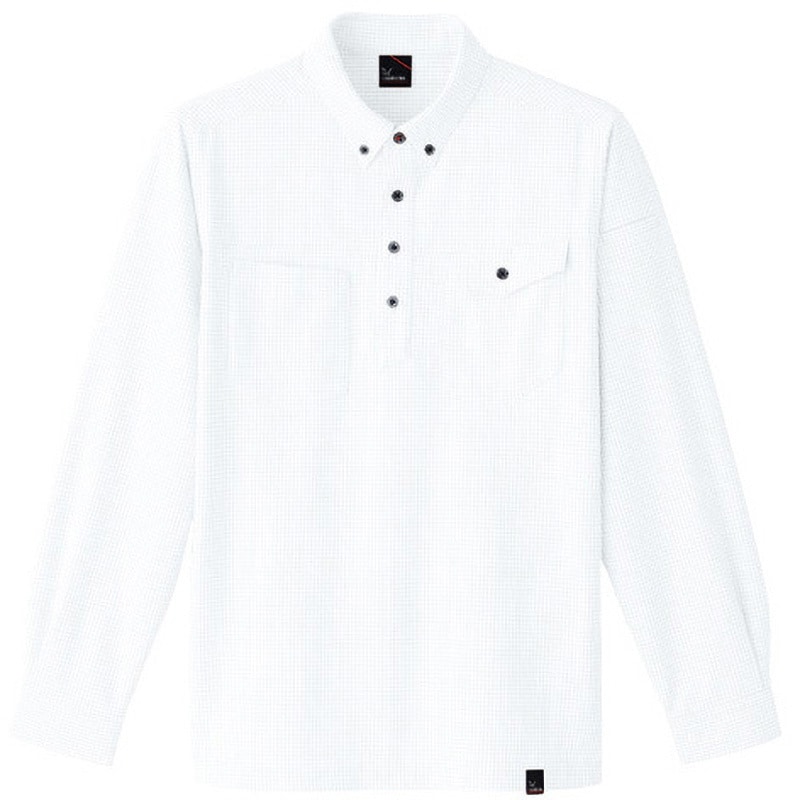 8499 長袖ニットシャツ 8499 Asahicho(旭蝶繊維) ホワイト色 サイズM