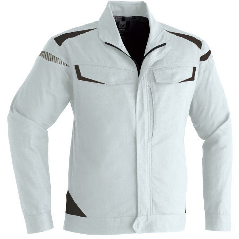 8502 長袖ブルゾン 8502 Asahicho(旭蝶繊維) ストレッチ/涼感・冷感 混率(%):ポリエステル65・綿35 シルバー色 3S着丈56cm