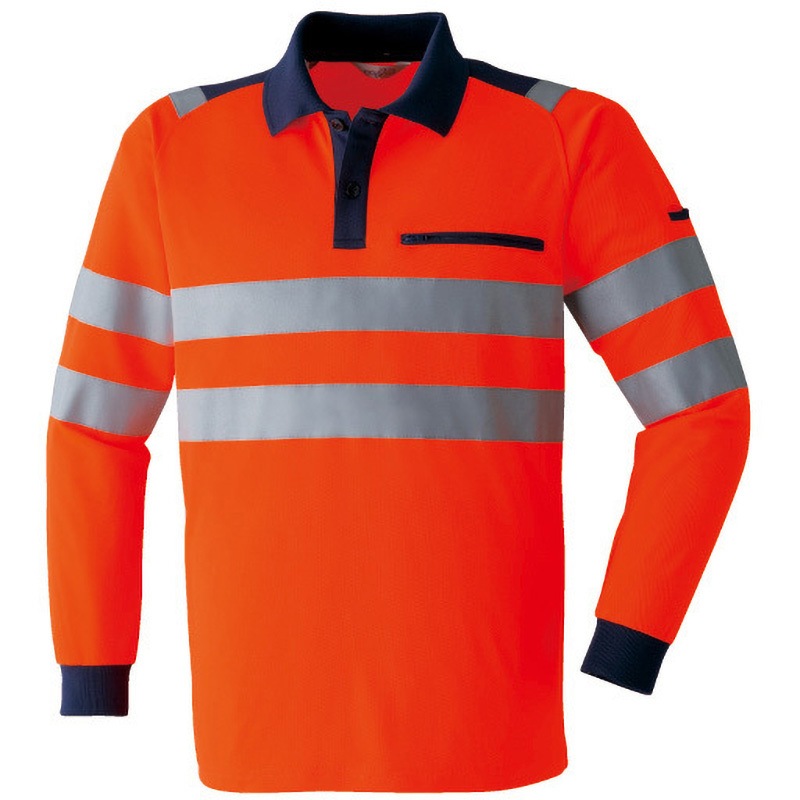 E785 高視認長袖ポロシャツ E785 Asahicho(旭蝶繊維) サイズM