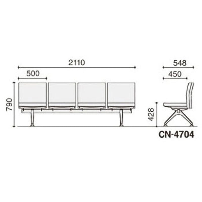 コクヨ品番 CN-E120T1N4 ロビーチェア 120シリーズ 脇テーブル CN-4704VZQ1N ロビーチェアー 4700シリーズ 4人掛け(配送・組立