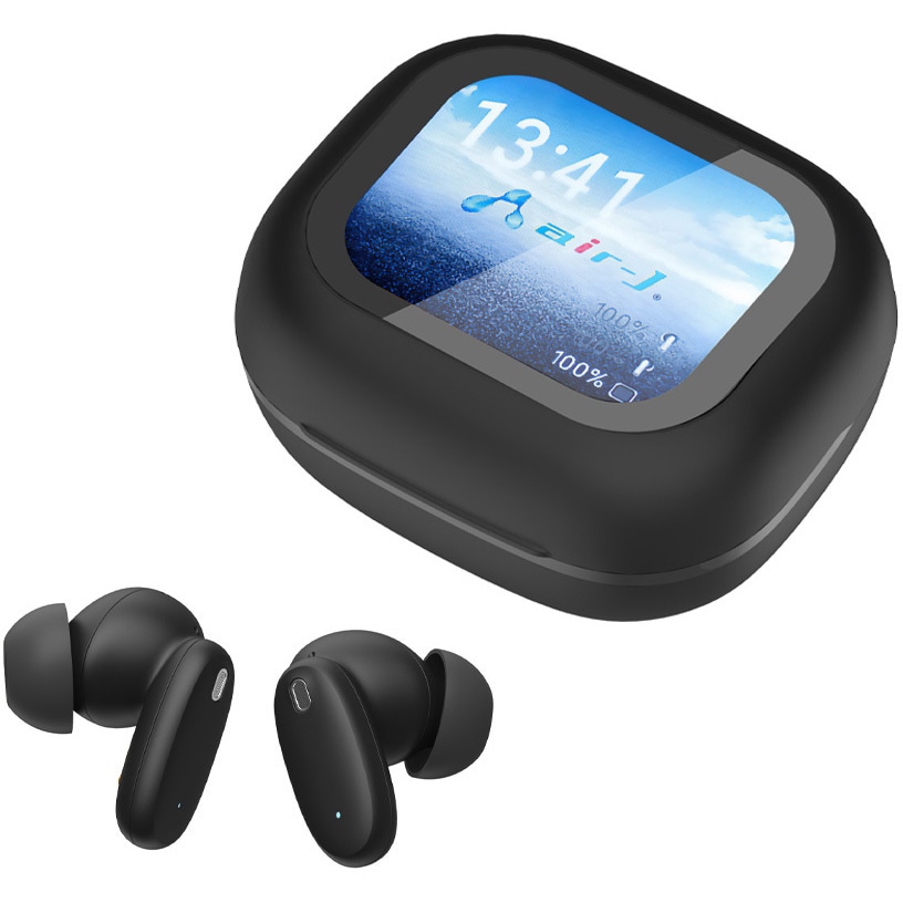 ABT-AP10 BK 高音質Bluetoothイヤホン液晶タッチパネル エアージェイ ブラック色   ABT-AP10 BK