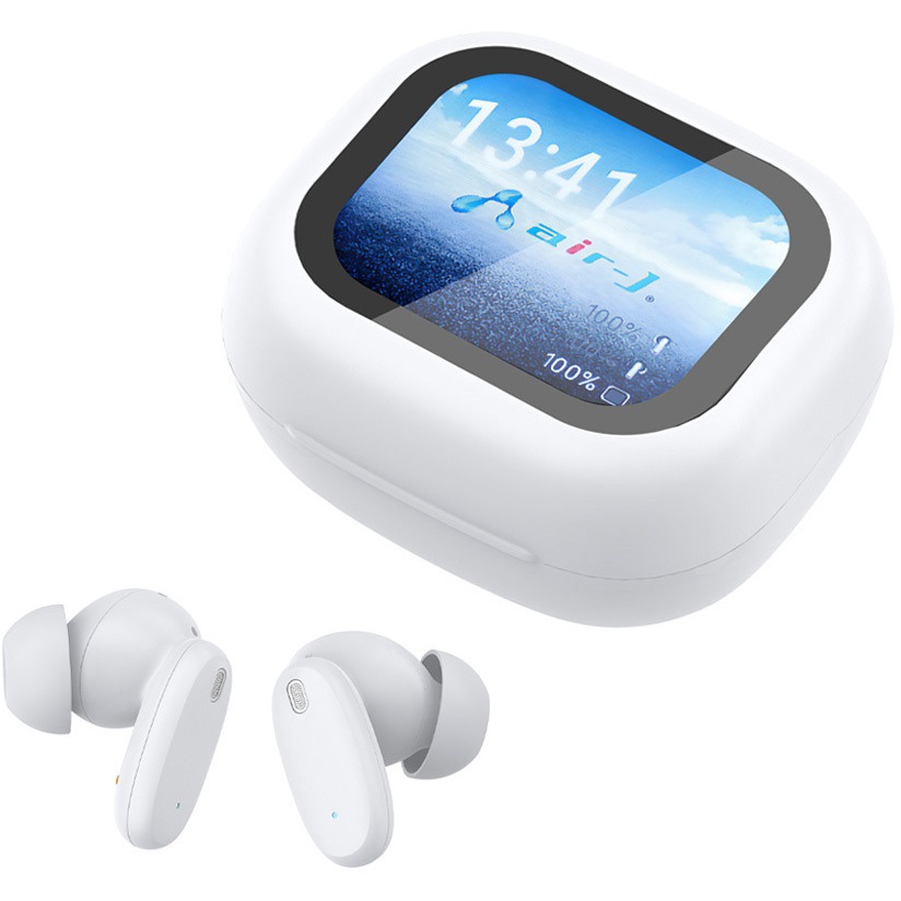 ABT-AP10 WH 高音質Bluetoothイヤホン液晶タッチパネル エアージェイ ホワイト色   ABT-AP10 WH