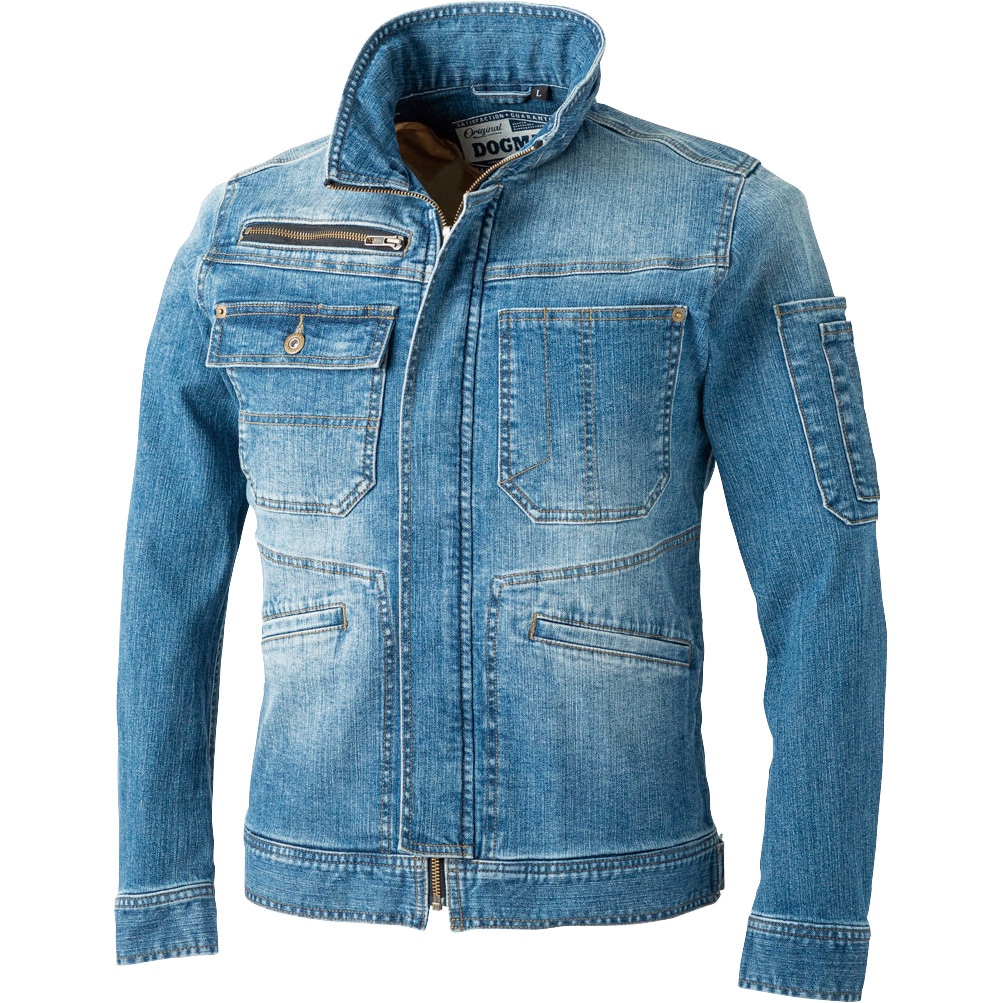 8027 DOGMAN スリムストレッチ・スラブジャケット 8027 CUC(中国産業) SLIM STRETCH SLAB SERIESシリーズ バイオブラスト色 LL着丈65cm