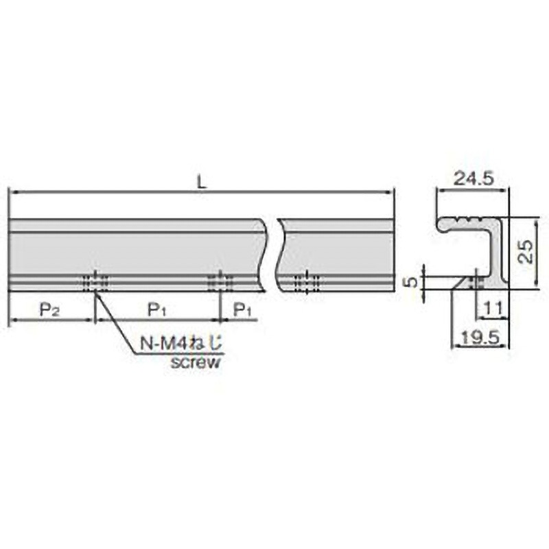 A-190-3-9 角型アルミ6号取手 A-190-3 TAKIGEN(タキゲン) シルバーアルマイト処理