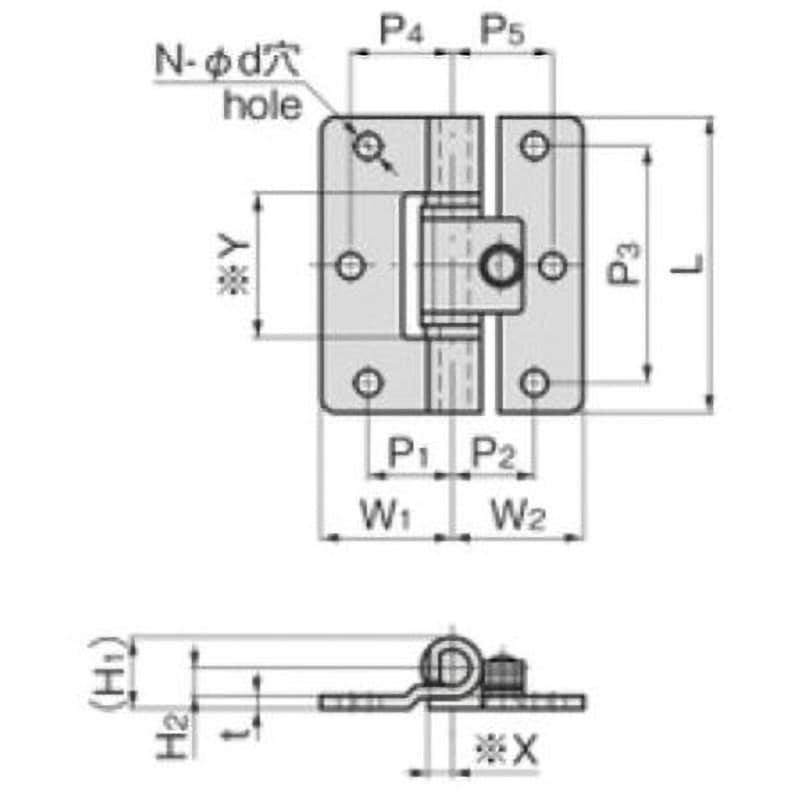 B-1109-4 ステンレス フラットトルクヒンジ 1個 TAKIGEN(タキゲン