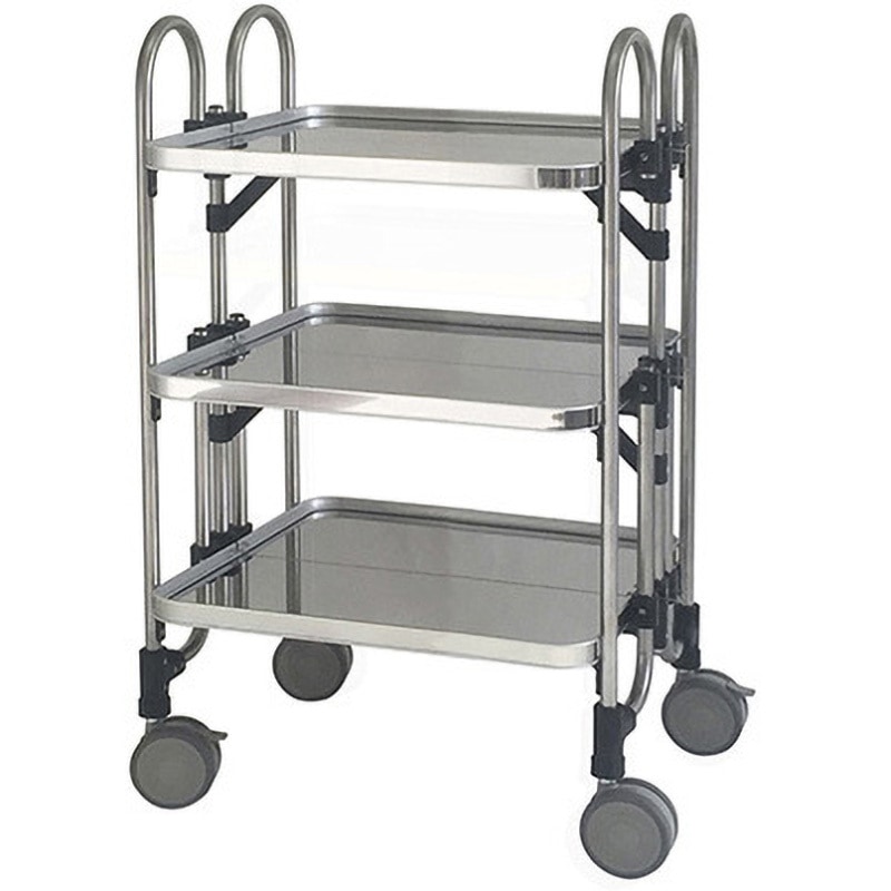 HEA-3 折りたたみ式ワゴン ステンレス製 HEAシリーズ トクヤマ 3段