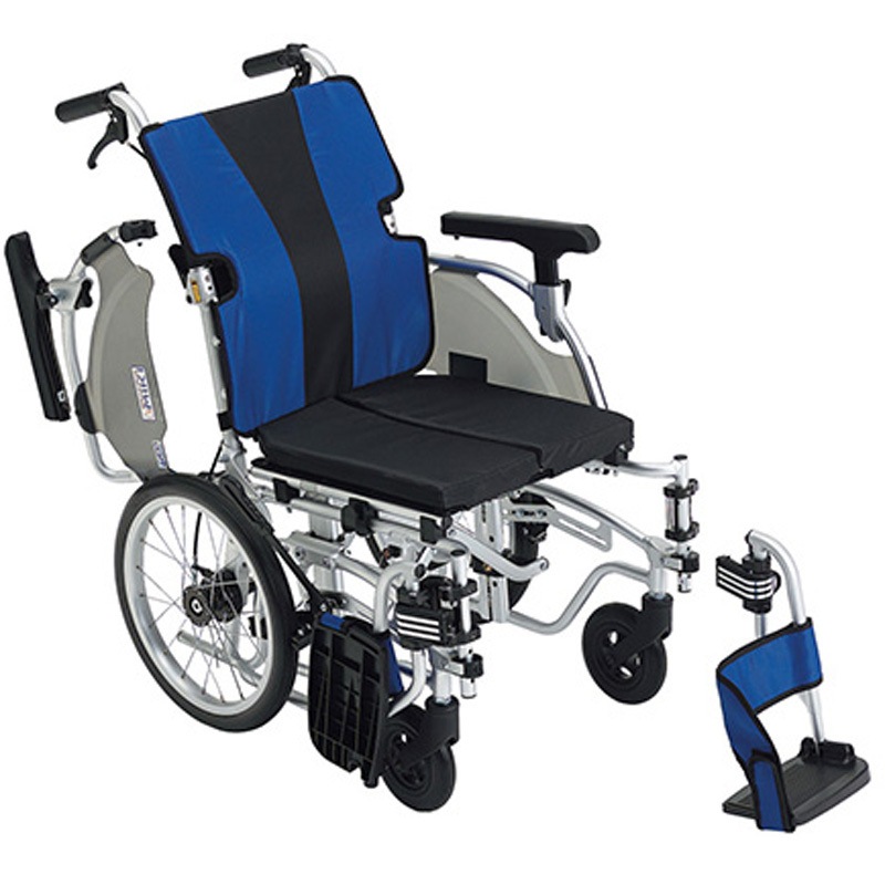 MEF-16 軽量簡単モジュール車椅子 MEFシリーズ 介助式 ミキ ブルー色 