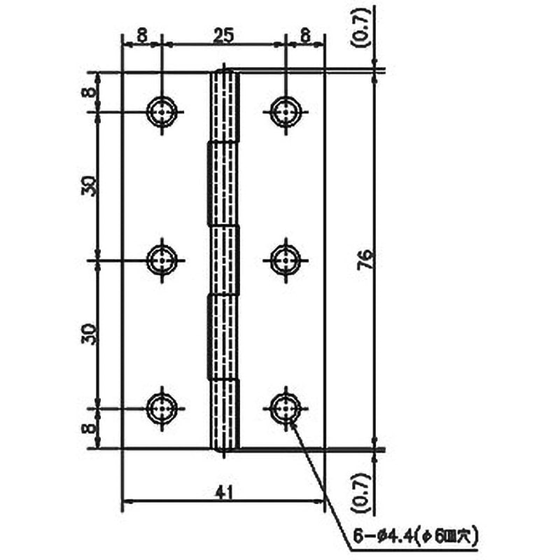 B-21-76 鉄薄口蝶番(穴アキ) 1個 ジョー・プリンス竹下 【通販