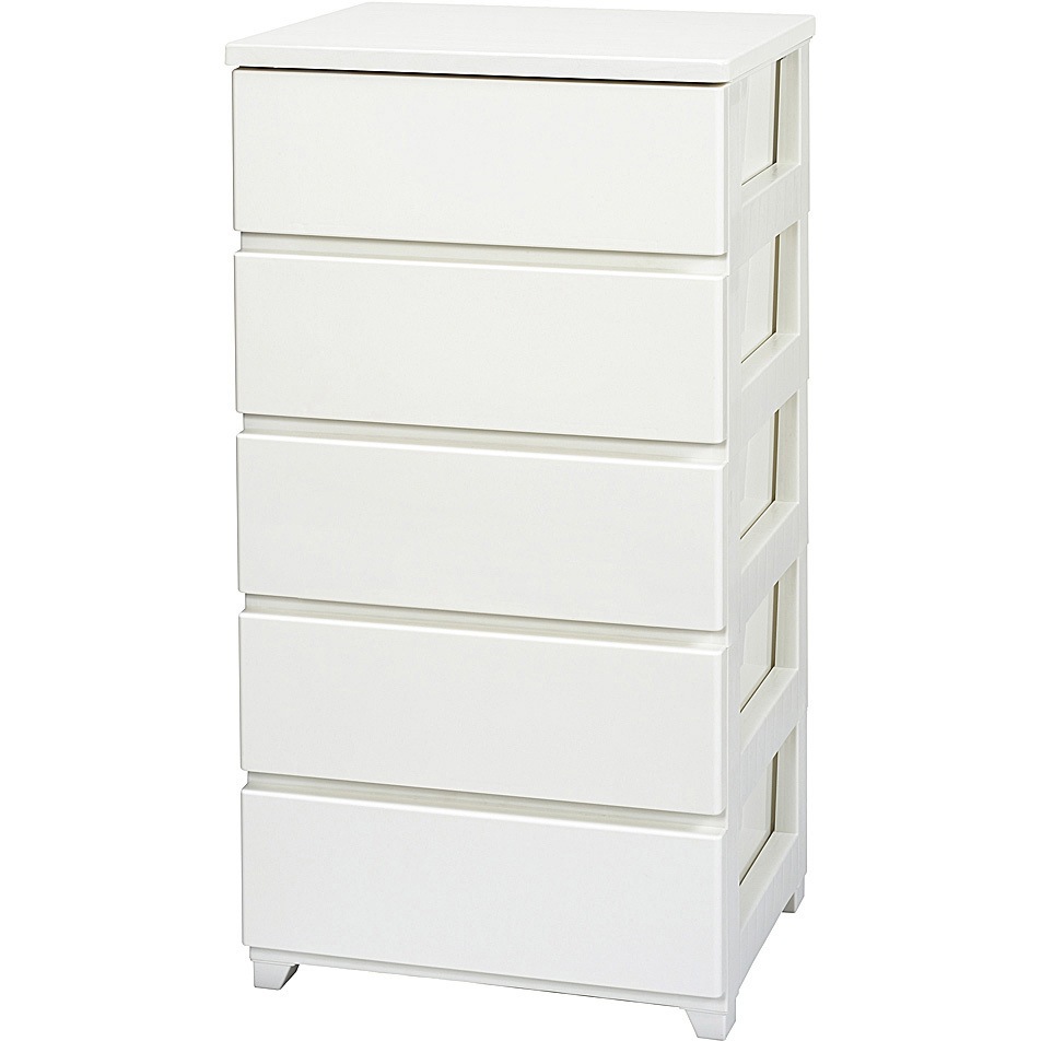 ホワイト カラースタイルチェスト5段 JEJアステージ ホワイト色 高さ1069mm幅553mm奥行404mm