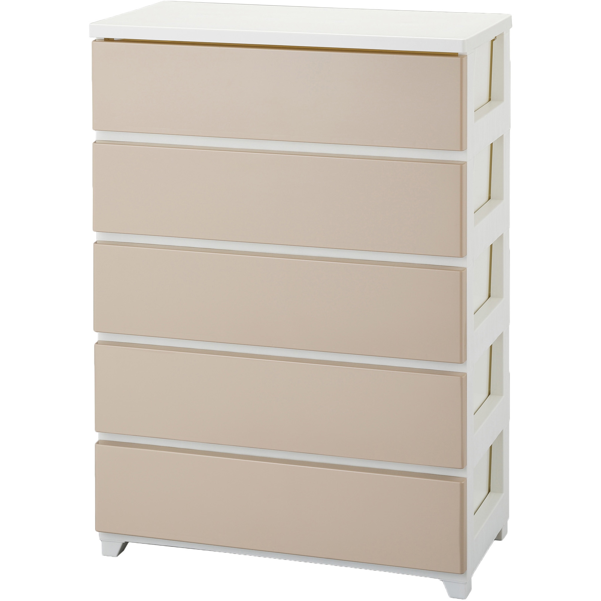 ホワイトベージュ カラースタイルチェストワイド5段 JEJアステージ ホワイトベージュ色 高さ1069mm幅753mm奥行404mm