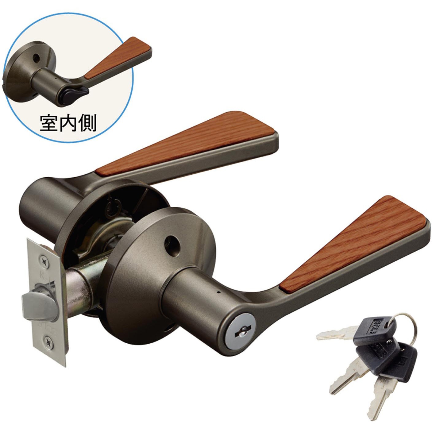 7010026 ECLE リフォーム用レバーハンドル錠 鍵付き間仕切錠(個室用