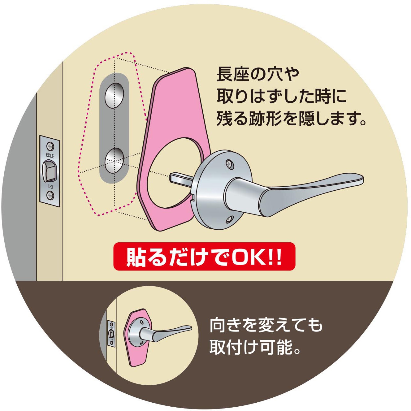 鍵付き個室レバーハンドルと長座化粧プレート