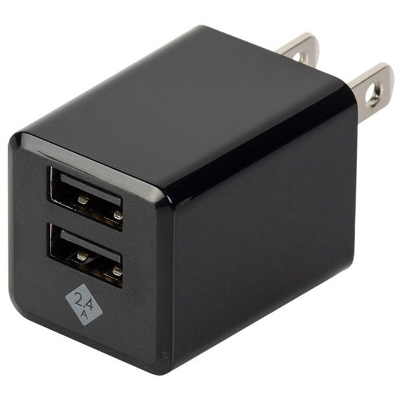 JYU-ACU09BK 【複数同時充電】2.4A 2ポートUSB 充電器 ナカバヤシ