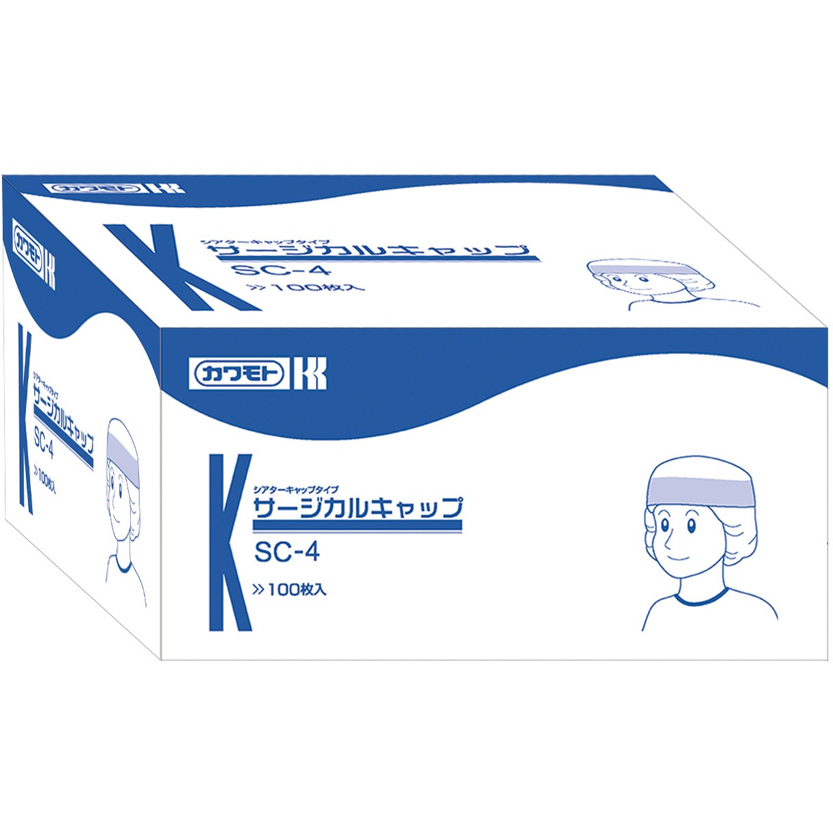 027-202033-00 サージカルキャップ カワモト(川本産業) ブルー色