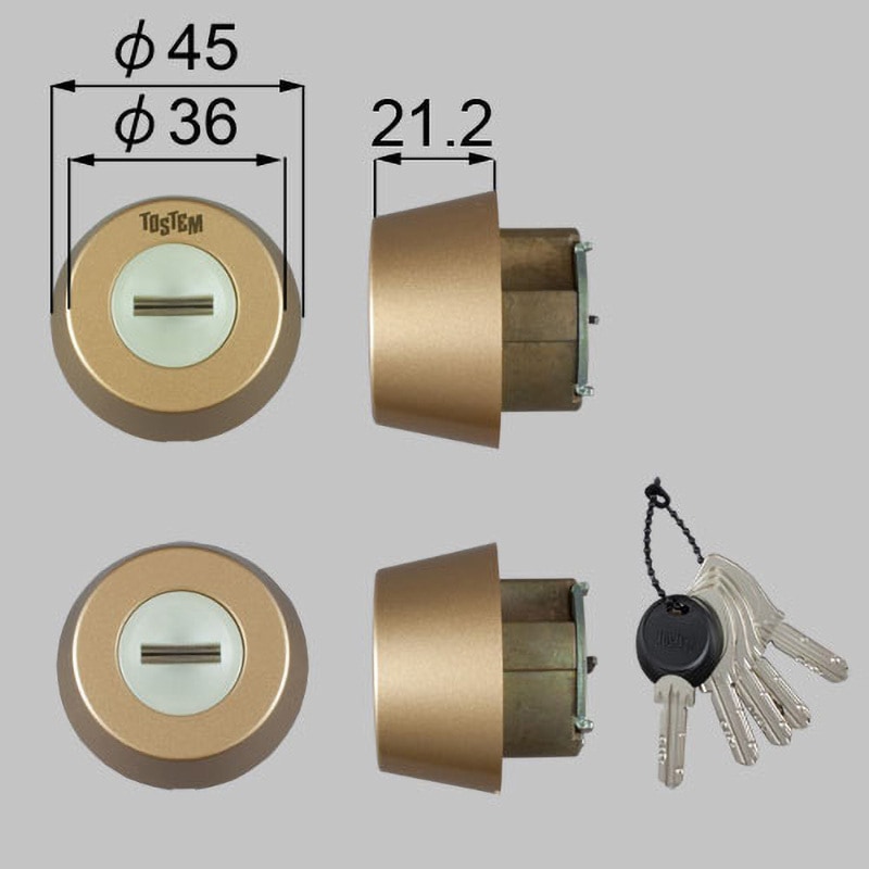Z-1A2-DHYD ドア錠セット(MIWA DNシリンダー) TOSTEM(LIXIL) ゴールド色   Z-1A2-DHYD