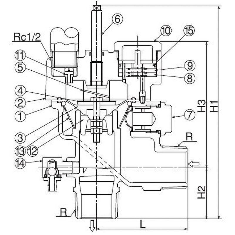 D40L-1-13 定水位弁セット(アングル型) 兼工業 上水 呼び径(B)1
