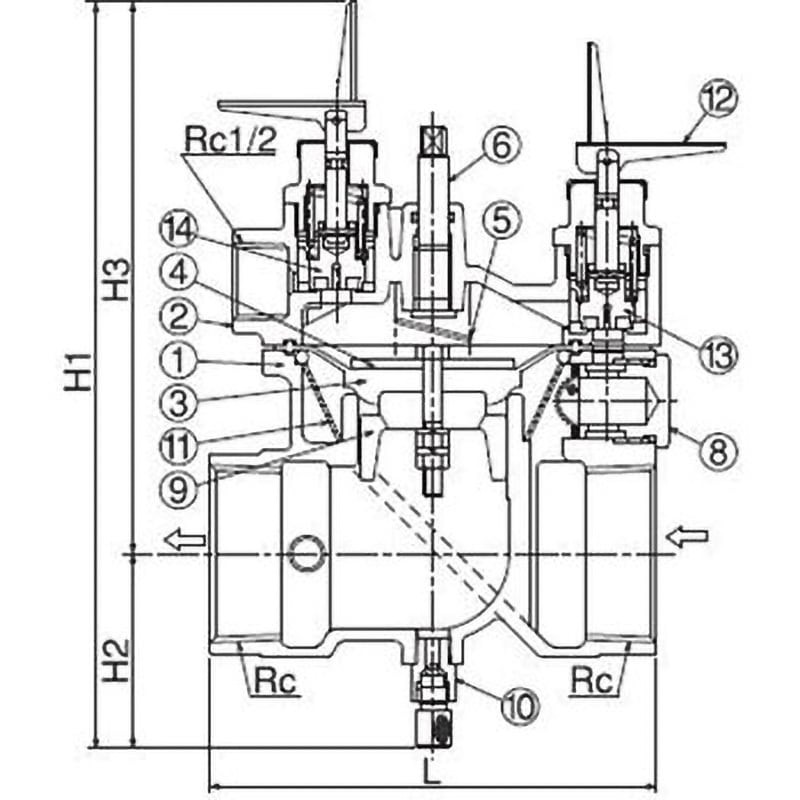 D50B-1-13 寒冷地向定水位弁セット(ストレート型) 兼工業 上水 呼び径