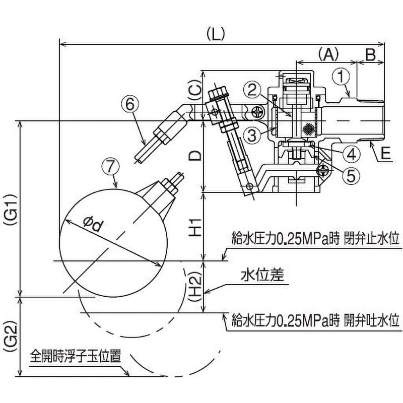兼工業 定水位弁(アングル型) DL型〔FG〕