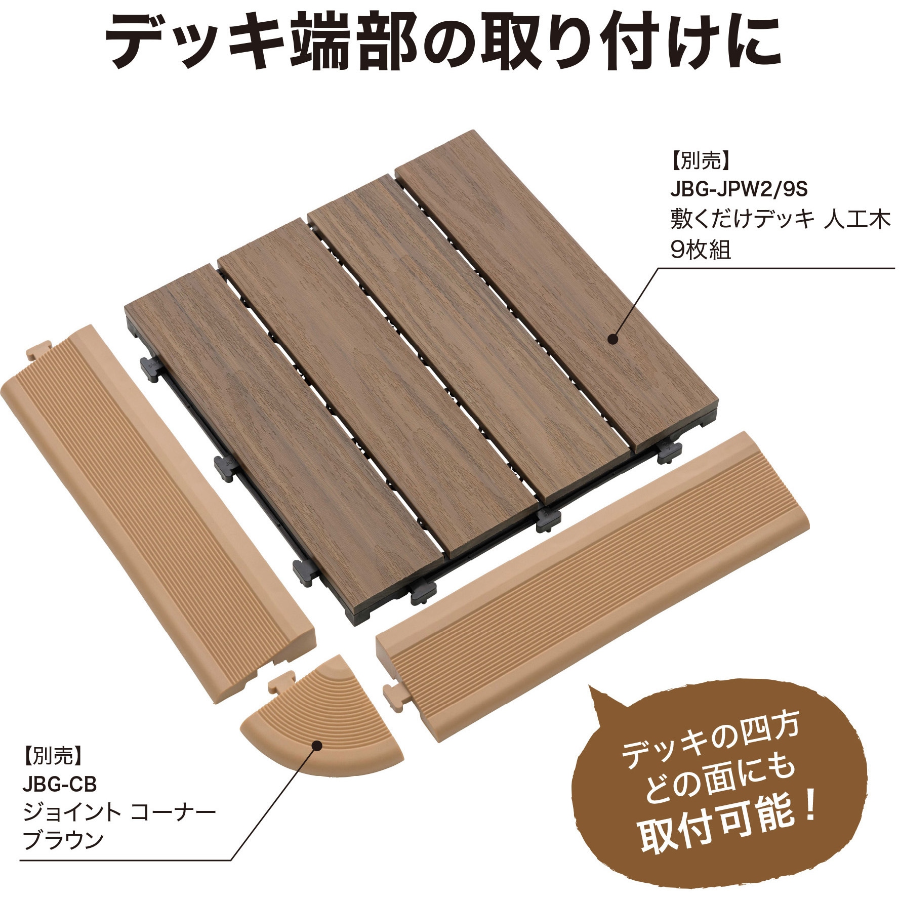 JBG-EB 敷くだけデッキ スロープエッジ タカショー ブラウン色 幅30cm