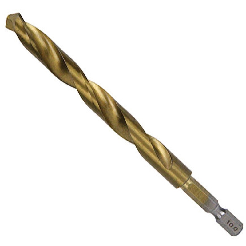 昭和の歴史ある古道具  ドリル 10.0mm 六角軸TiN鉄ドリル 普通 SK11 ドリル径10mm - 【通販