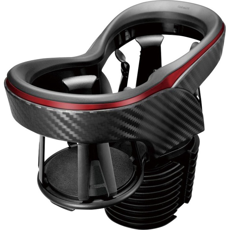 もつ DZ413 ツインカップホルダー クワトロ Xカーボン調 1個 カーメイト