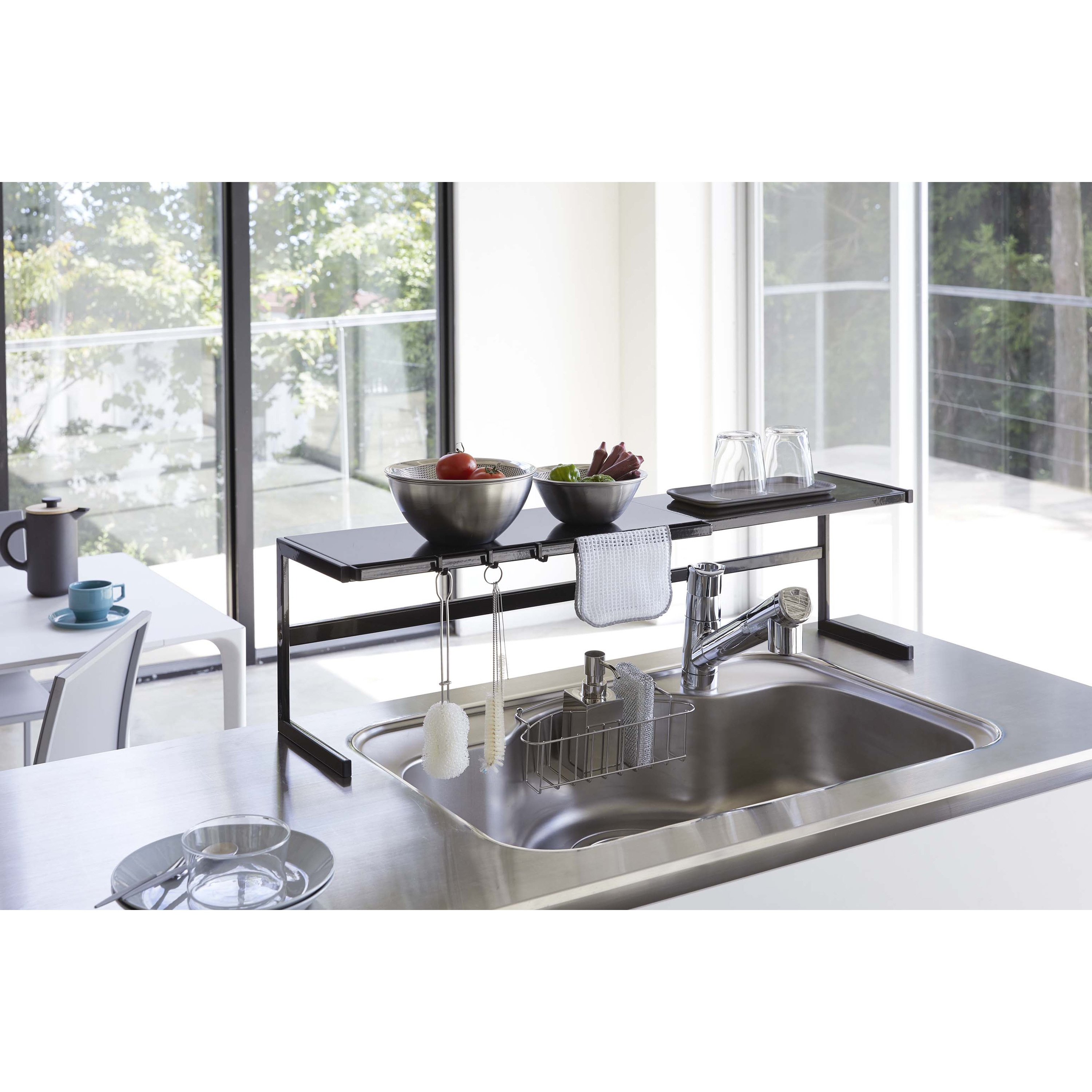 キッチンラック 4481 伸縮キッチンサポートラック タワー 山崎実業 ブラック色