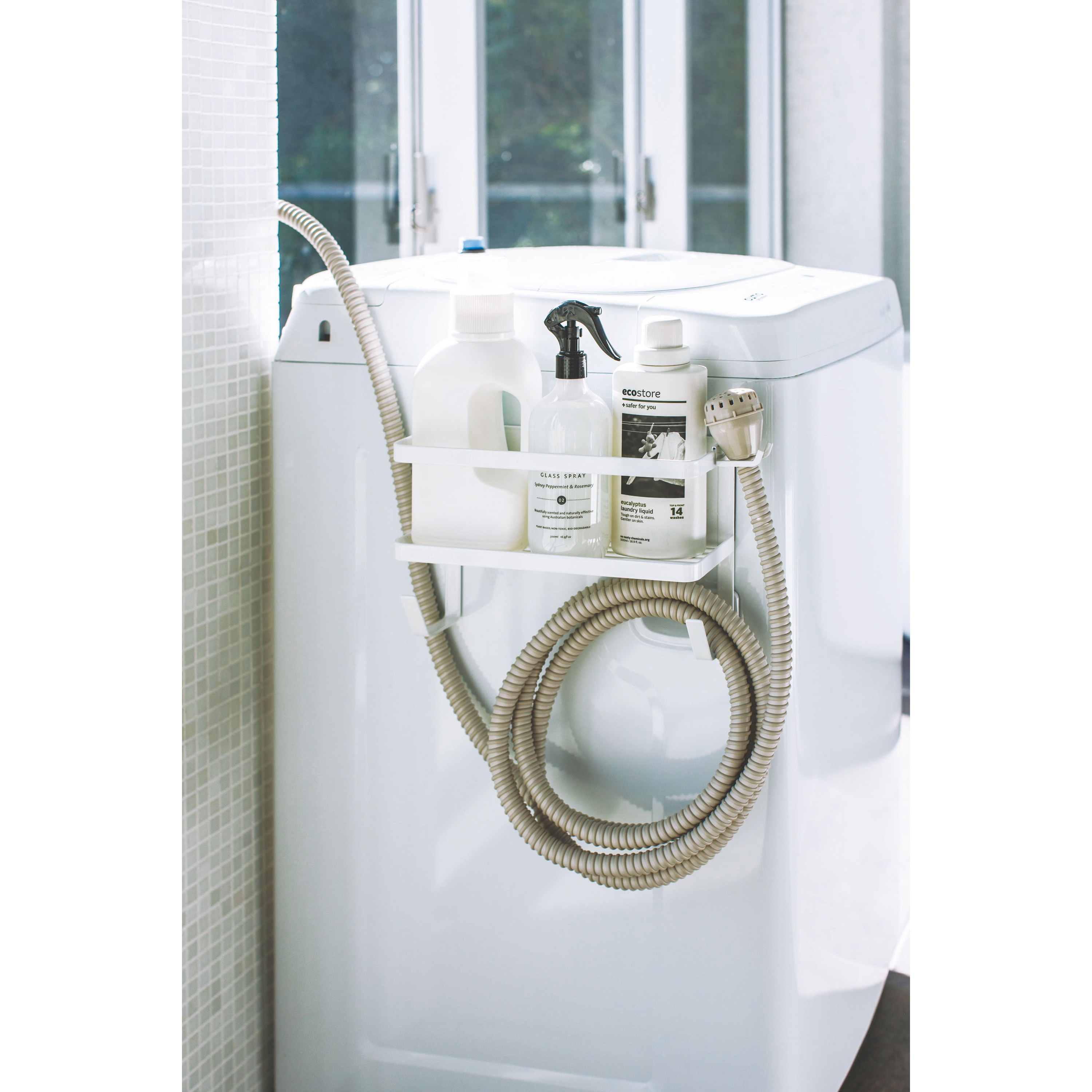 4768 ホースホルダー付き洗濯機横マグネットラック タワー 山崎