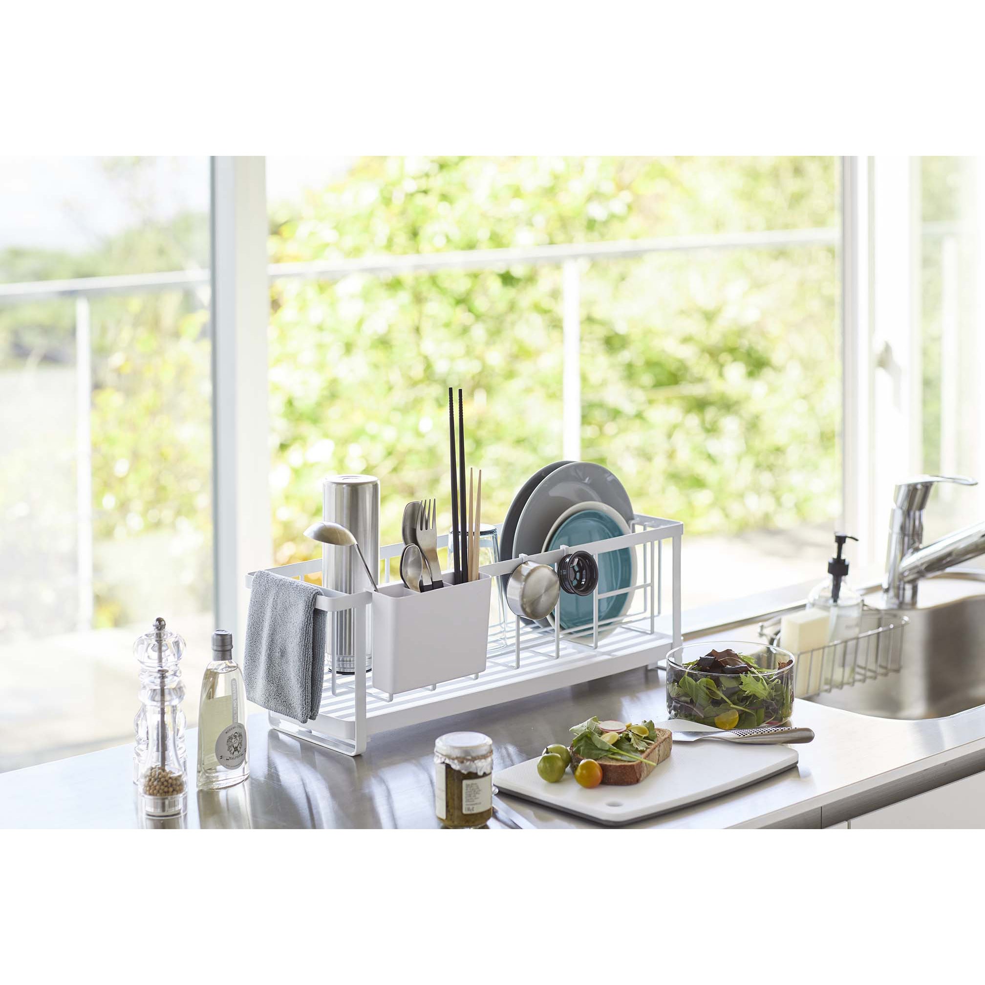 5068 スリムツーウェイ水切りワイヤーバスケット タワー 山崎実業 ホワイト色