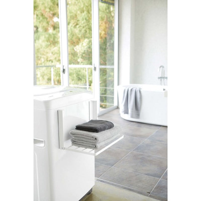 5096 洗濯機横マグネット折り畳み棚 タワー 山崎実業 ホワイト色